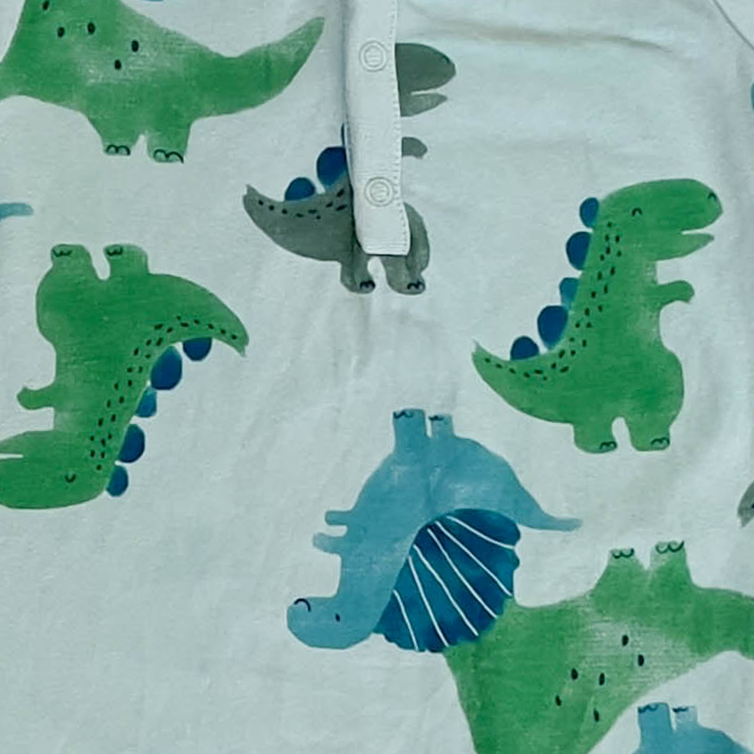 BLUE DINO HOODED JUMPSUIT