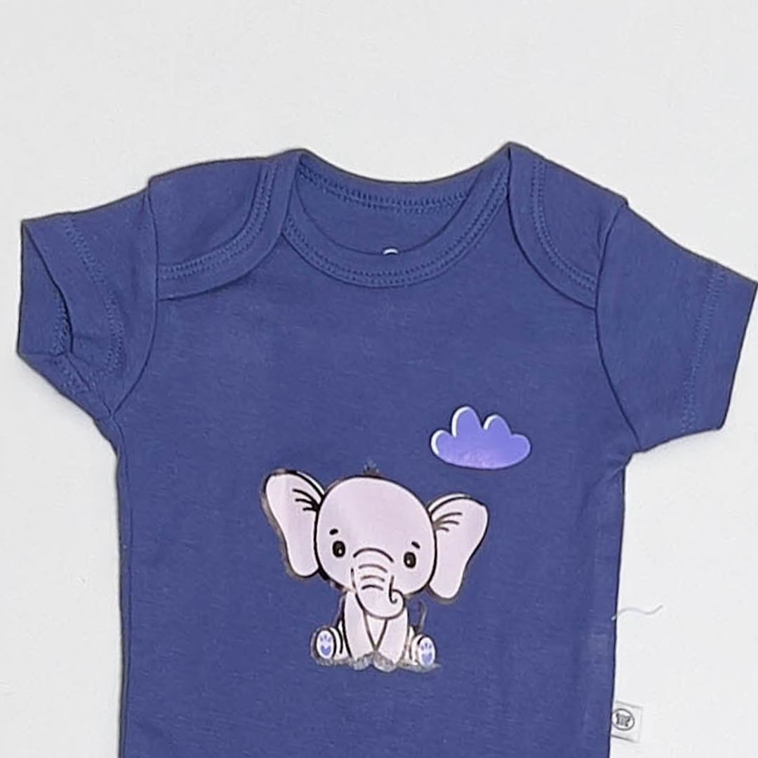 BLUE ELEPHANT PRINTED ONESIE