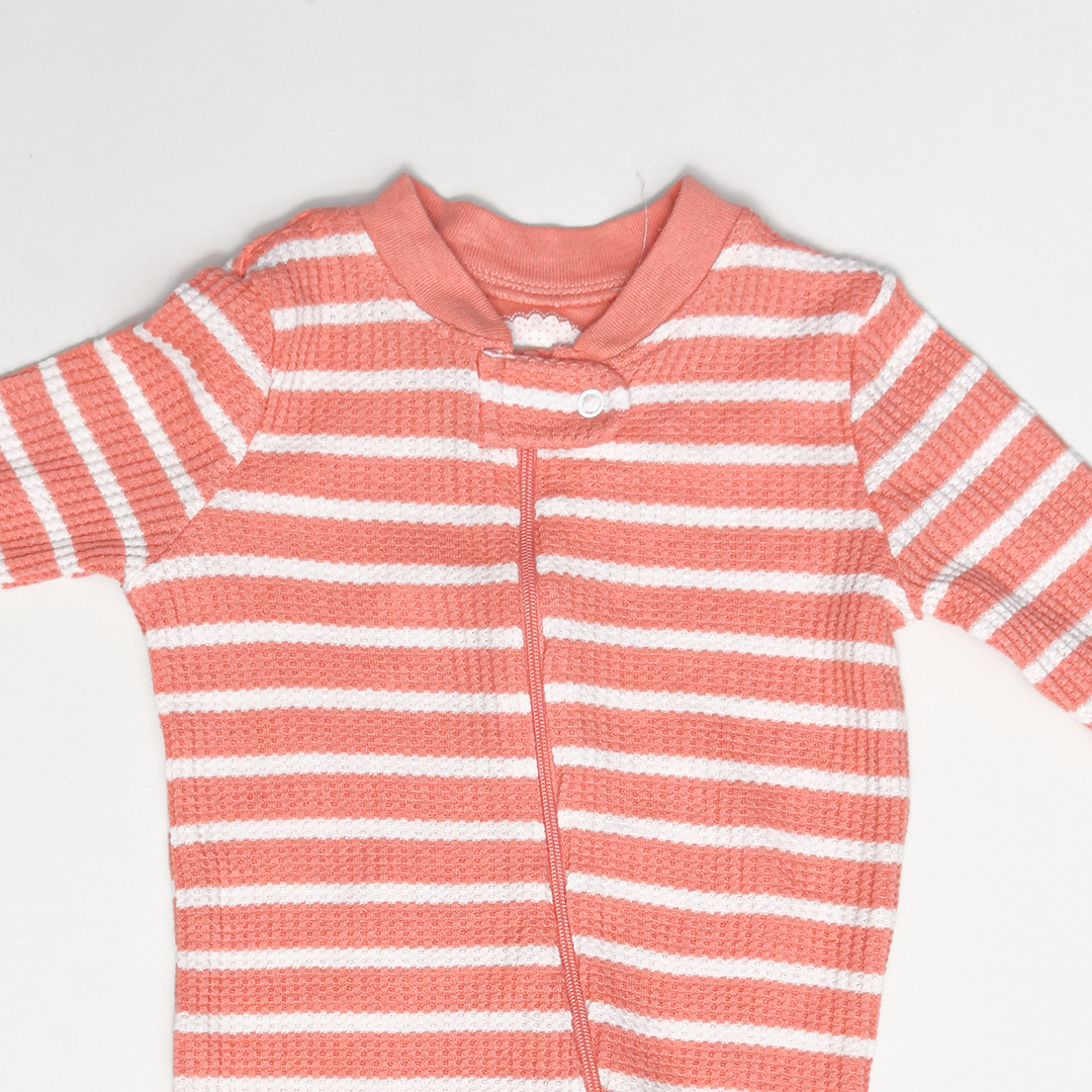 BURNT ORANGE STRIPED SLEEPSUIT