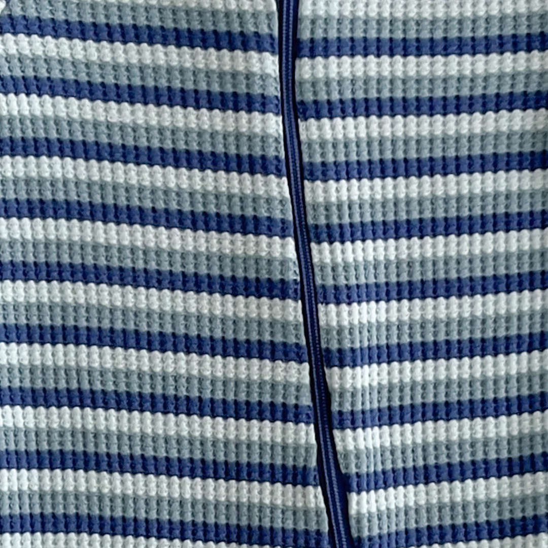BLUE HORIZONTAL STRIPE RIBBED ROMPER