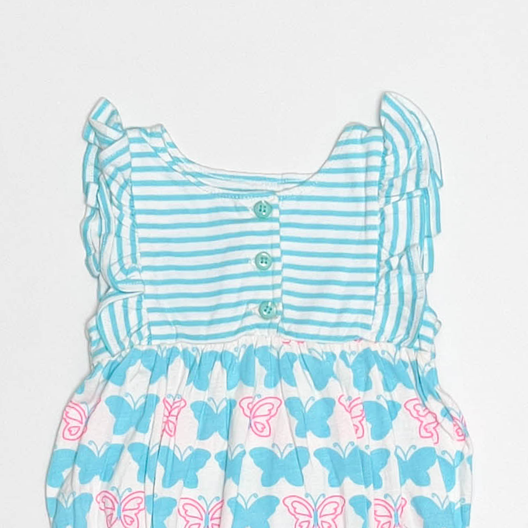 BLUE BUTTERFLY PRINTED FANCY ONESIE