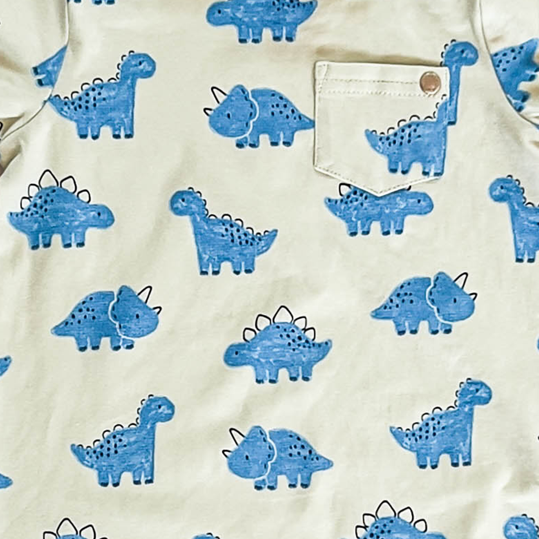 BLUE DINO PATTERNED JUMPSUIT
