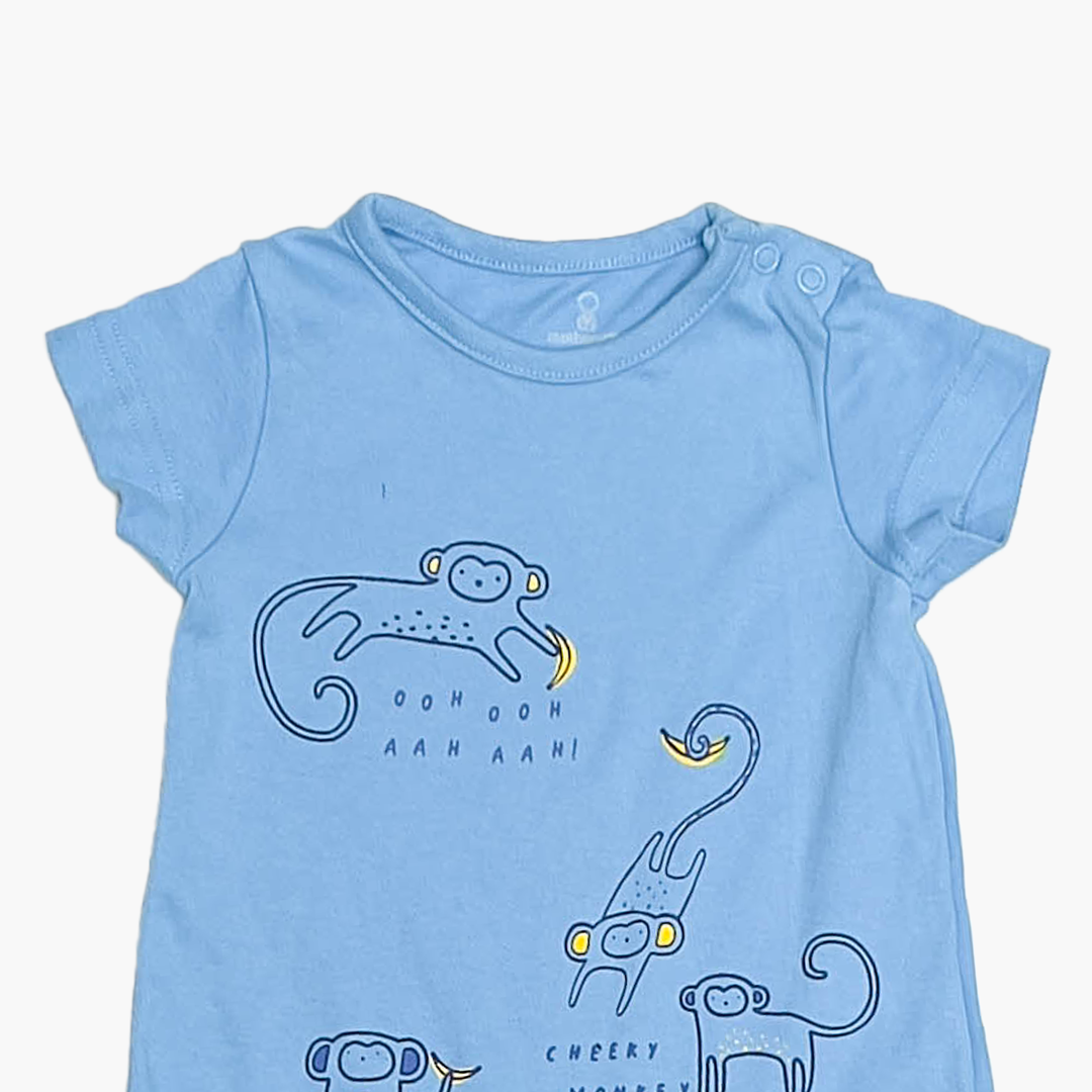 BLUE MONKEY PRINTED JUMPSUIT