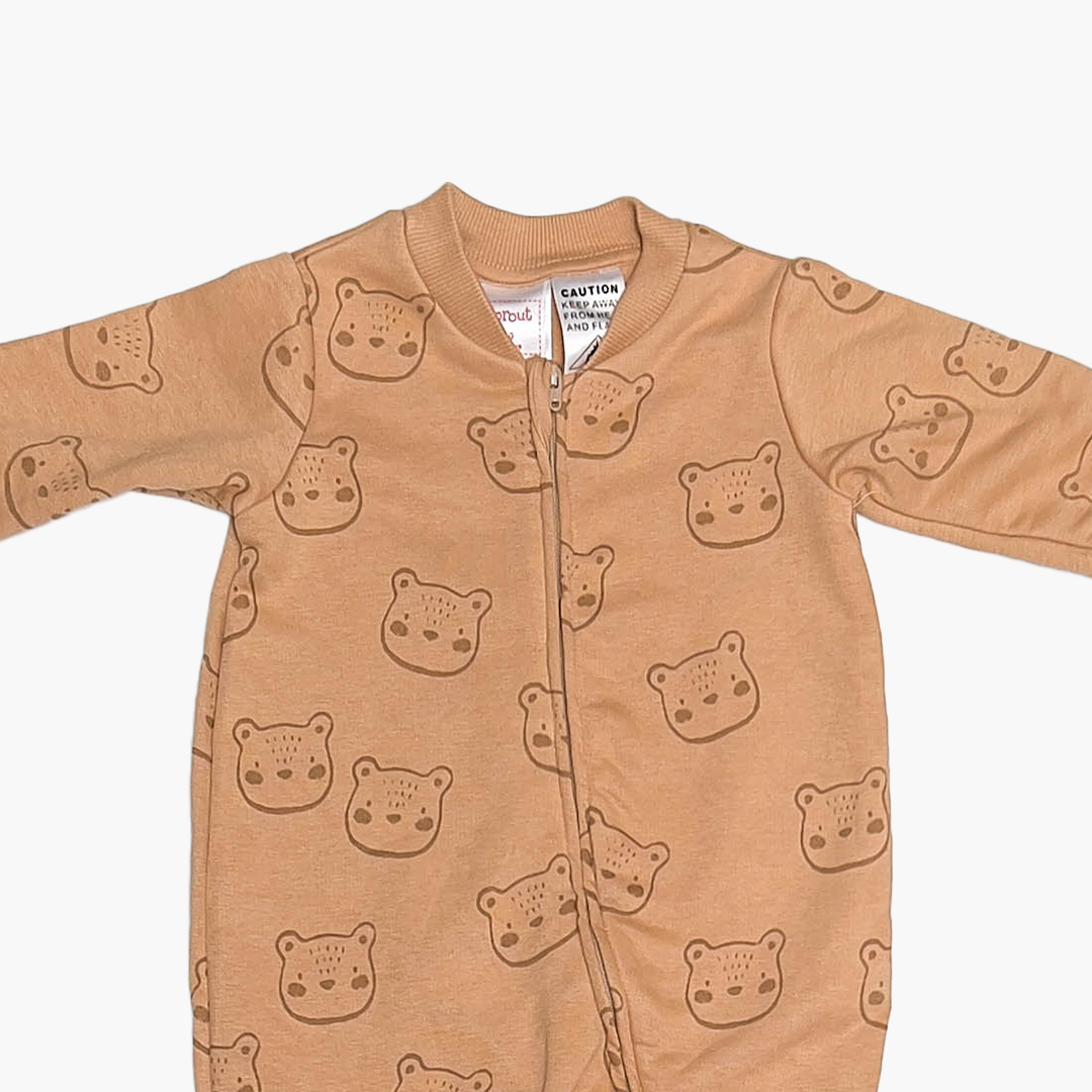 BROWN BEAR WINTER ZIPPPER ROMPER