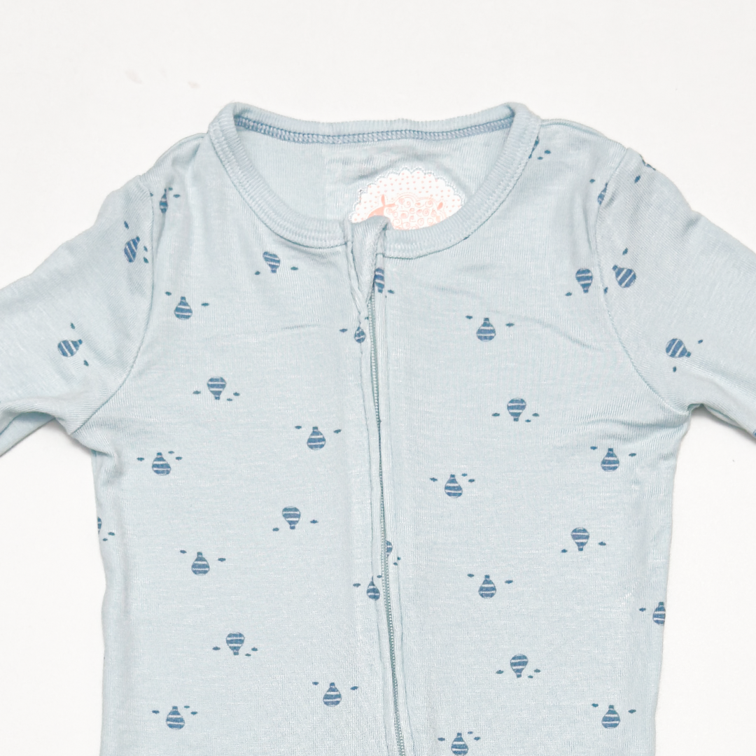 BLUE PATTERNED VISCOUS SLEEPSUIT
