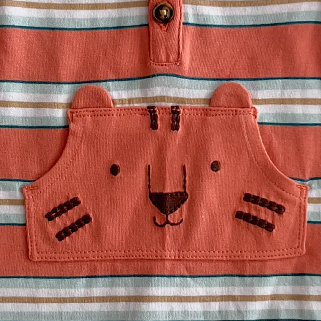 BURNT ORANGE STRIPES TIGER JUMPSUIT