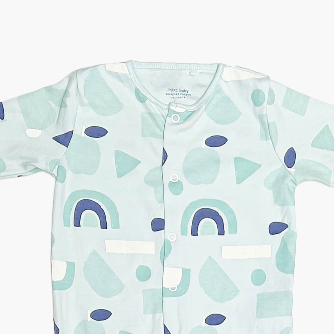 BLUE RIBBED BUTTON ROMPER