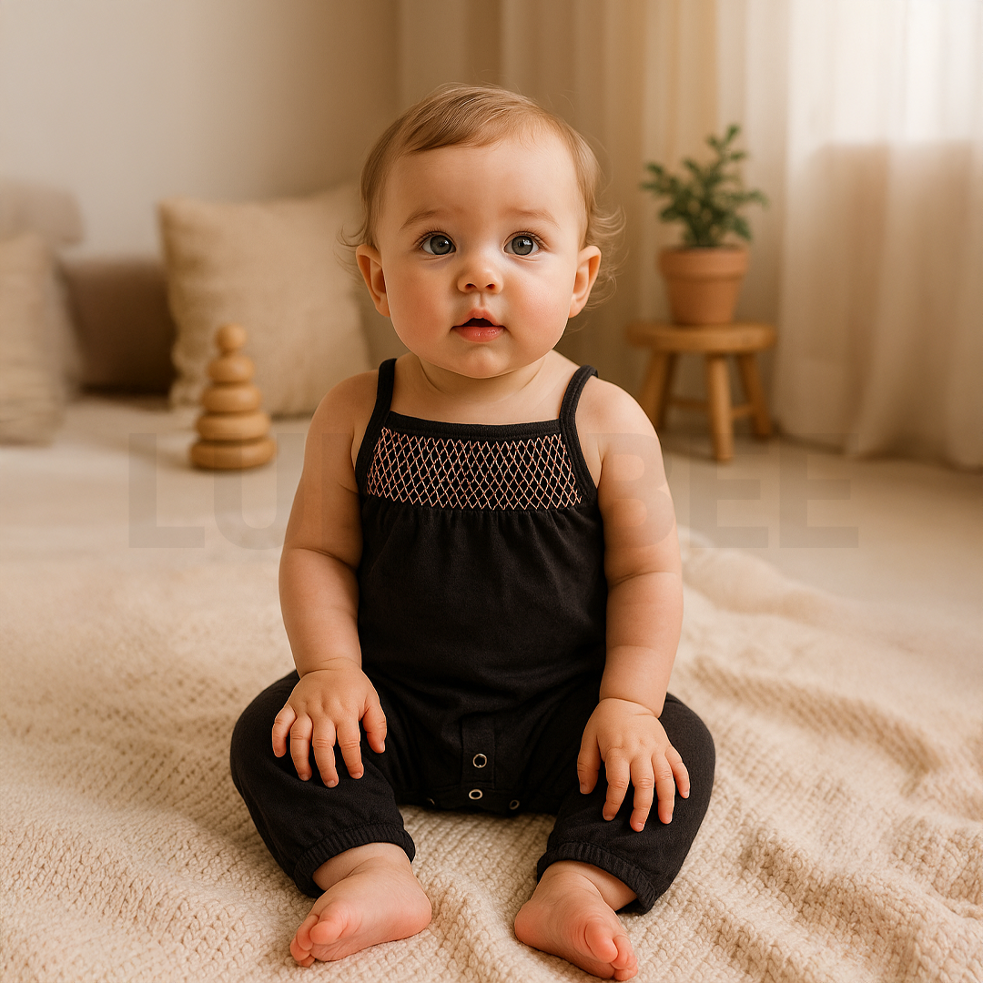 BLACK SLEEVELESS GIRL ROMPER