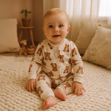 BEIGE TEADDY BEAR ROMPER