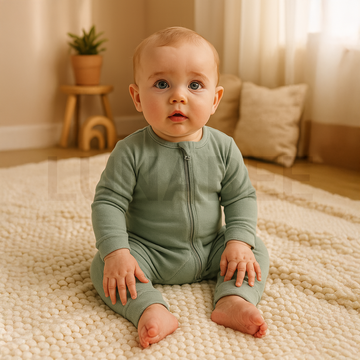PASTEL GREEN RIBBED ROMPER