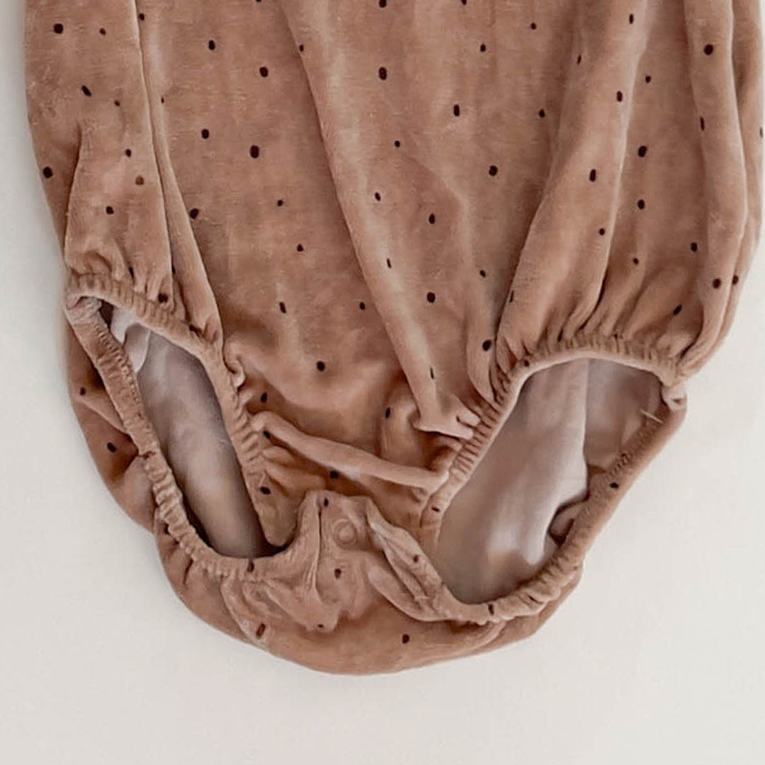 BROWN VELVET FANCY ONESIE