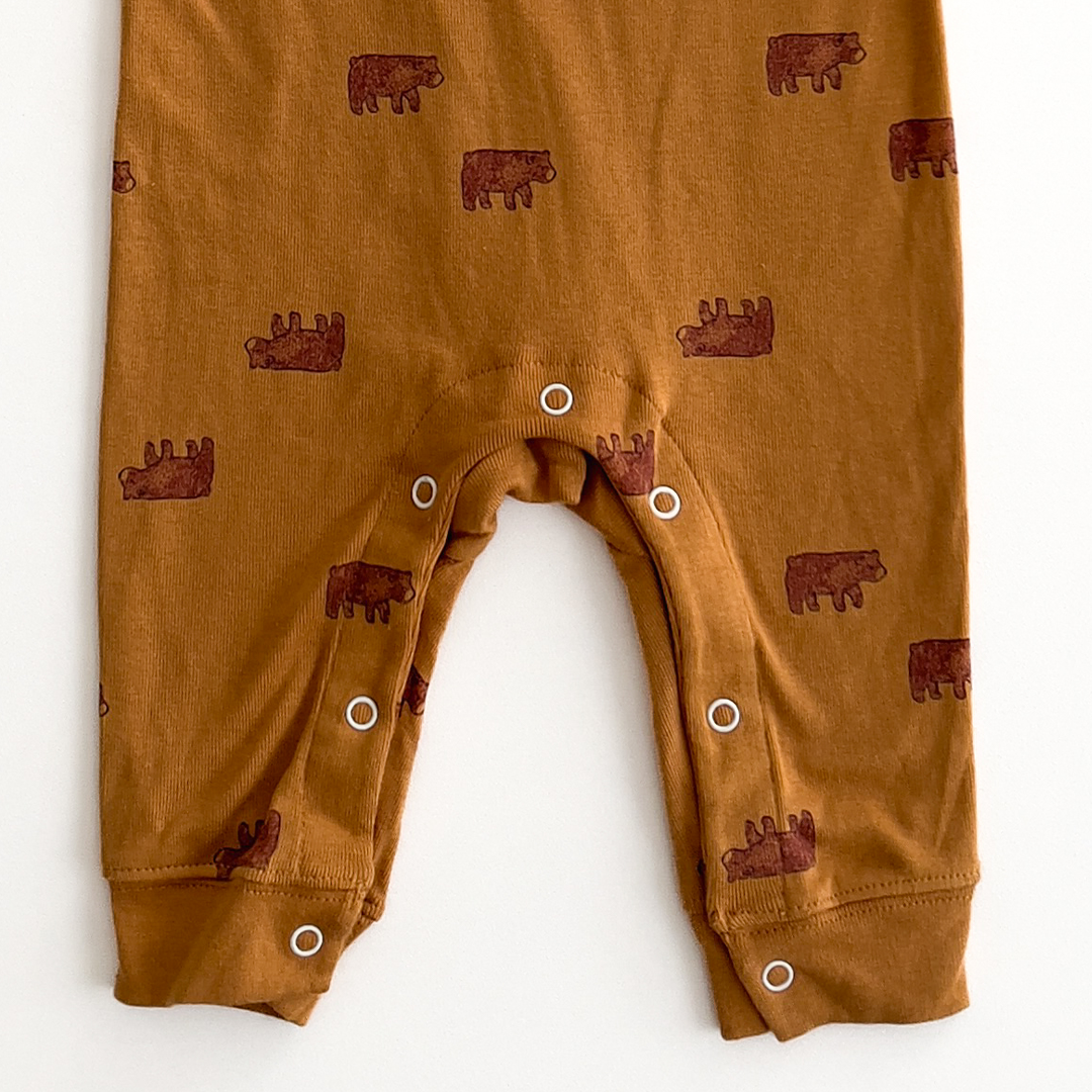 brown bear patterned romper