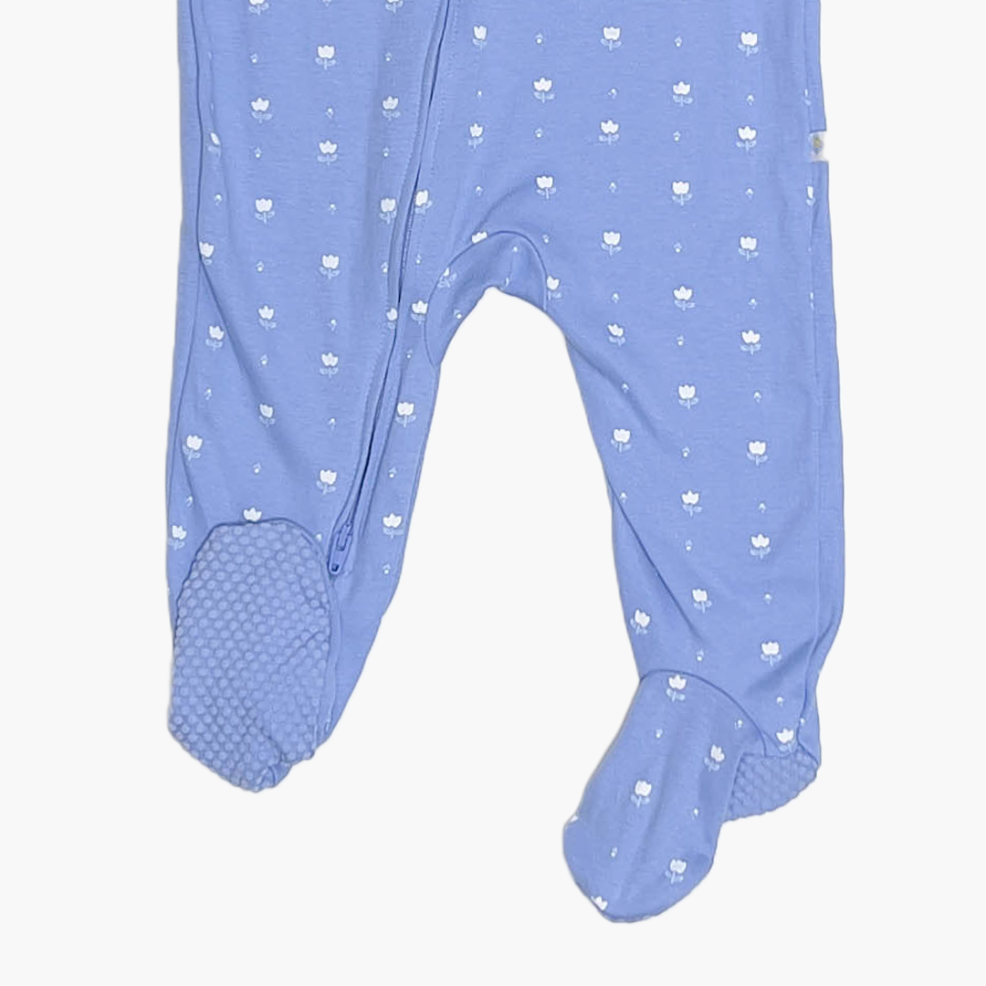 BLUE FLORAL ZIPPER SLEEEPSUIT