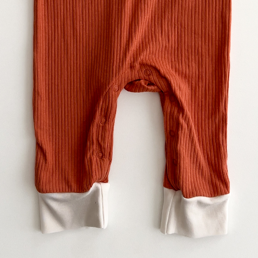burnt ORANGE RIBBED ROMPER