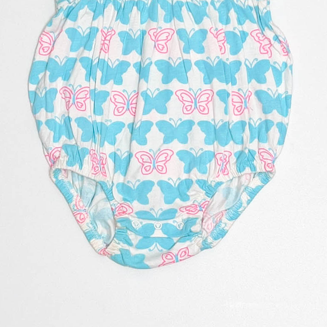 BLUE BUTTERFLY PRINTED FANCY ONESIE