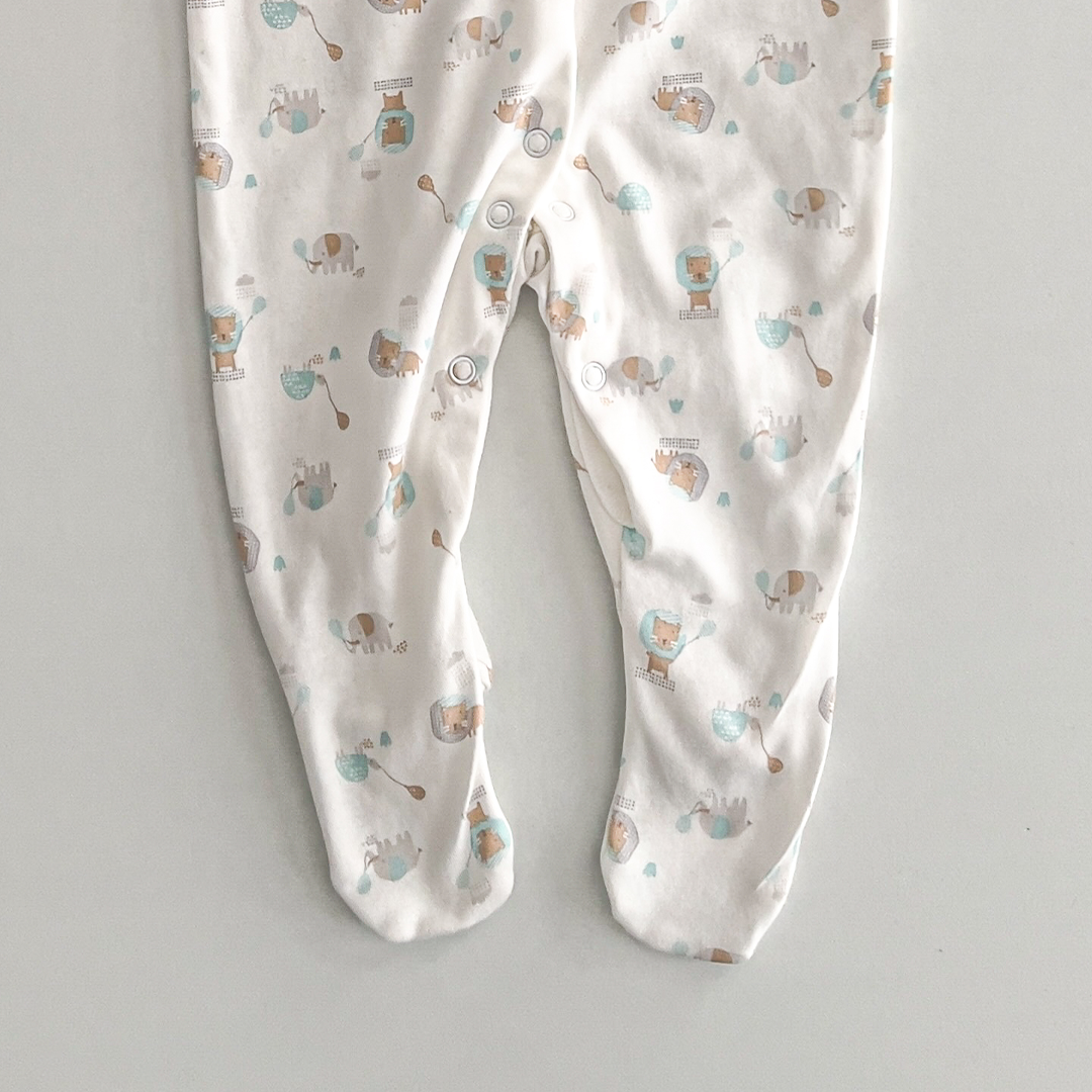 Blue animal patterned sleepsuit