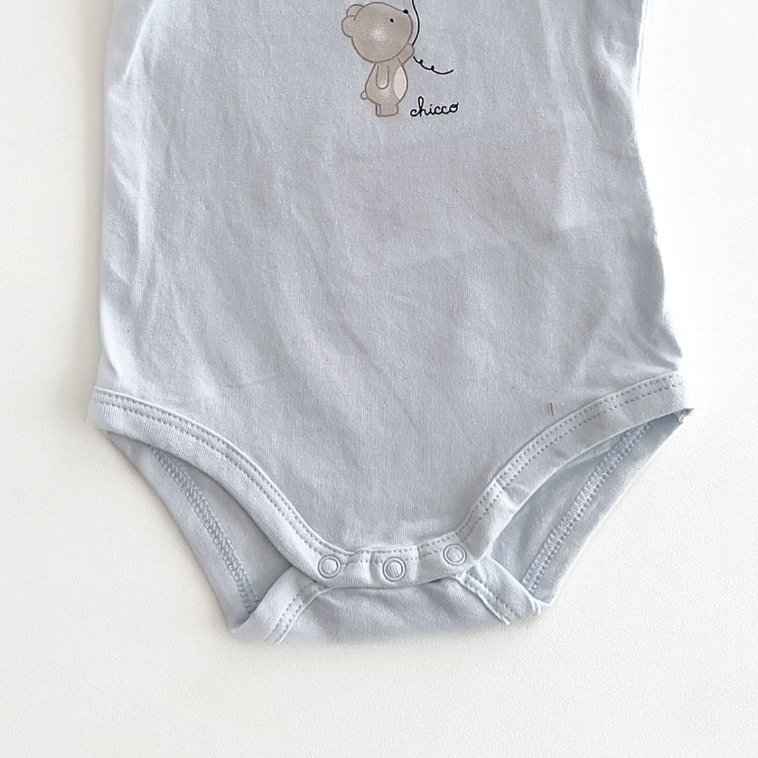 BLUE CHICCO PRINTED SLEEVLESS ONESIE