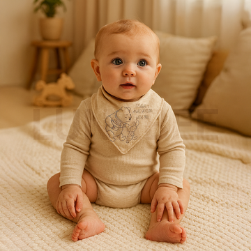 BEIGE PHOO PRINT BIBS