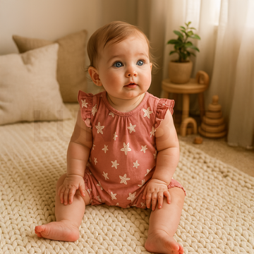 PASTEL BROWN STAR FISH PRINT JUMPSUIT
