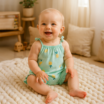 AQUA BLUE LEMON PATTERNED FANCY JUMPSUIT