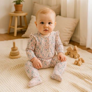 FLORAL RUFFLED PRINTED SLEEPSUIT