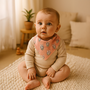 PEACH DUCK PRINTED BANDANA BIBS