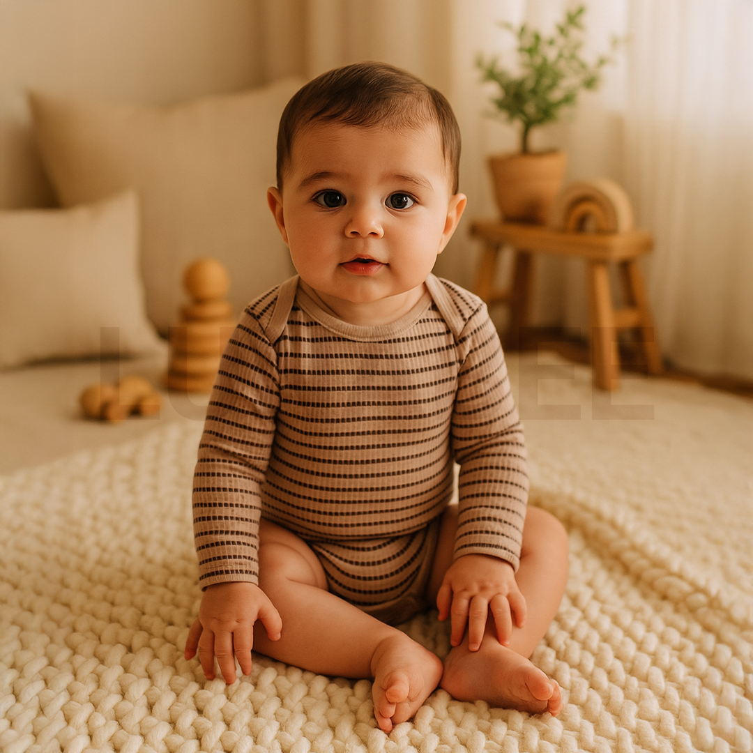 BROWN PATTERNED ONESIE