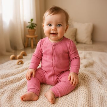HOT PINK RIBBED ROMPER