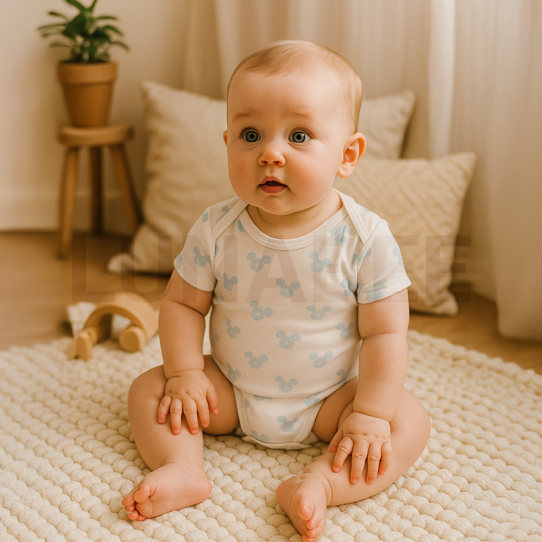 BLUE MICKEY PRINTED ONESIE