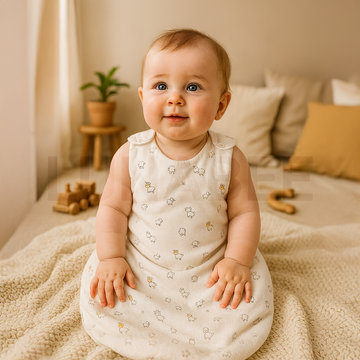 WHITE KNITTED PHOO PRINTED SLEEPING BAG