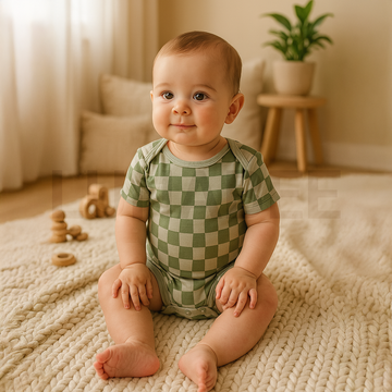 MINT CHECKER BOARD ONESIE