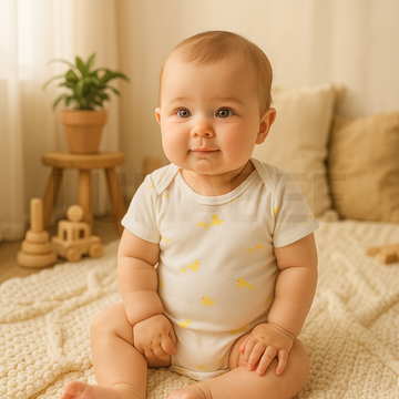 YELLOW DUCK PRINTED ONESIE