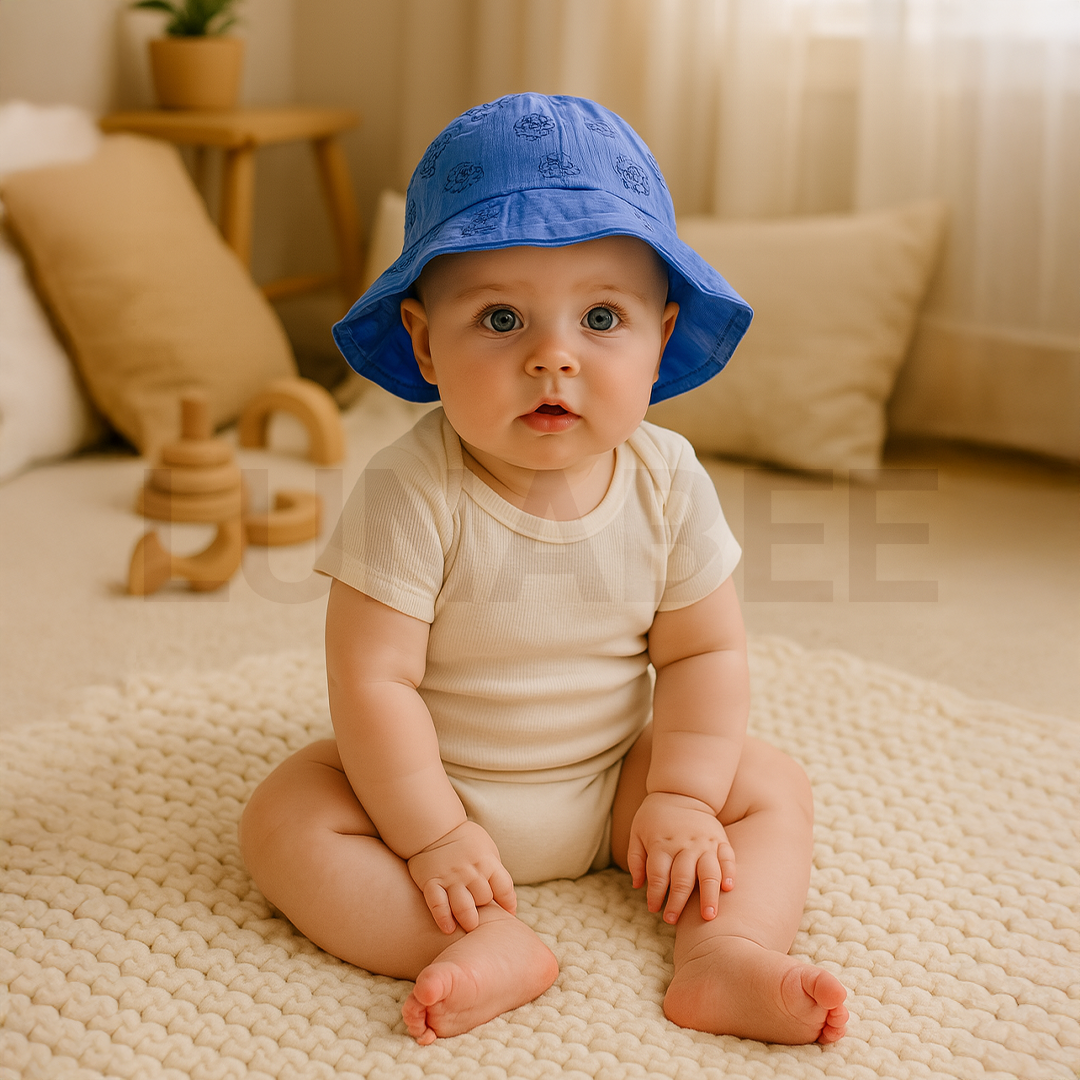 BLUE RIBBED ROUND CAP