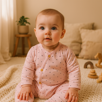PINK LOVE PATTERNED ROMPER