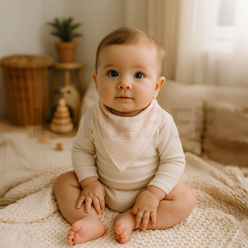 PINK STRIPED BANDANA BIBS