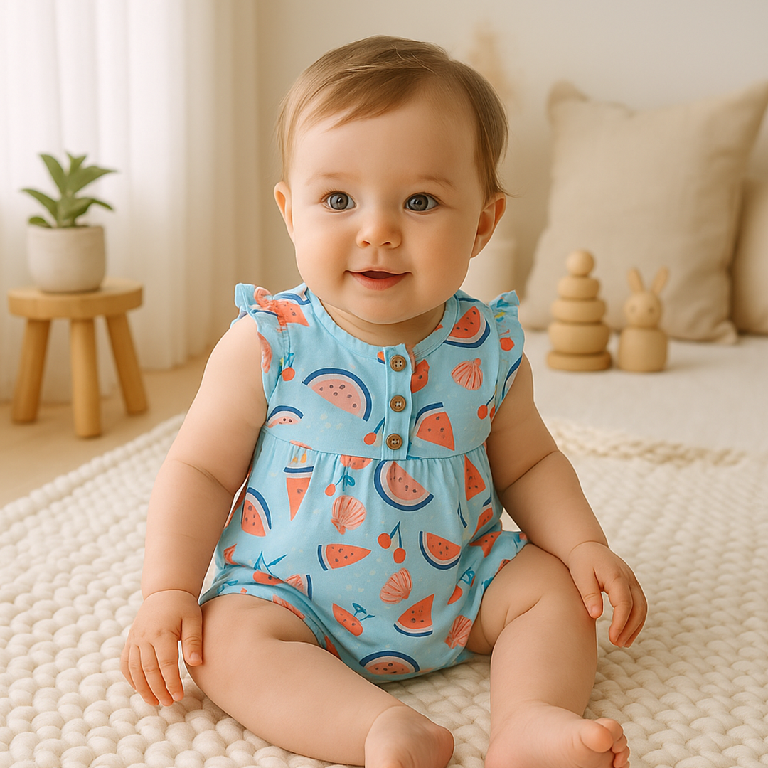 BLUE WATERMELON PRINTED JUMPSUIT