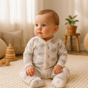 ELEPHANT PATTERNED SLEEPSUIT