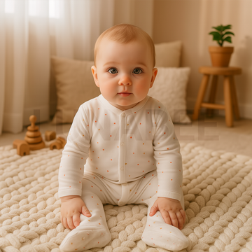LOVE PATTERNED WHITE SLEEPSUIT