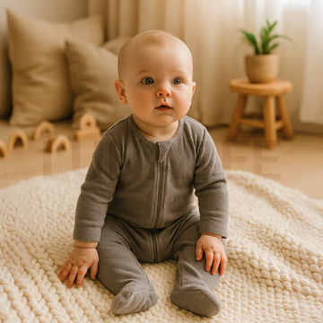 GREY RIBBED SLEEPSUIT