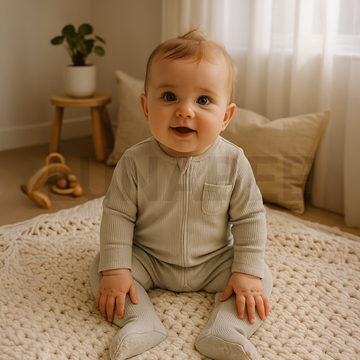 SAGE GREEN RIBBED SLEEPSUIT