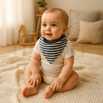NAVY BLUE WHITE STRIPED BIBS