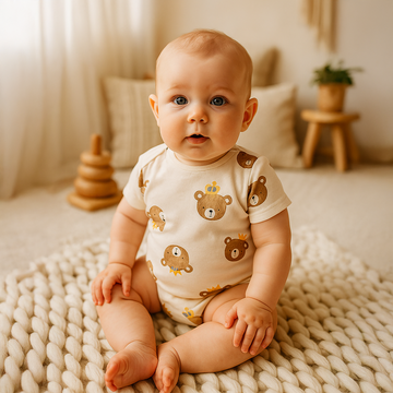 BEAR PRINT RIBBED JUMPSUIT