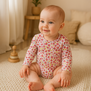 PINK FLORAL PATTERNED ONESIE