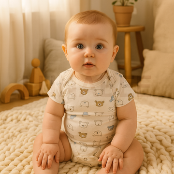 WHITE ANIMAL PRINTED ONESIE