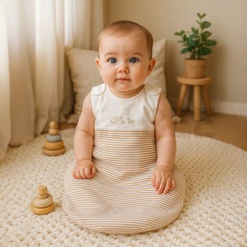 BEIGE STRIPED SLEEPING BAG