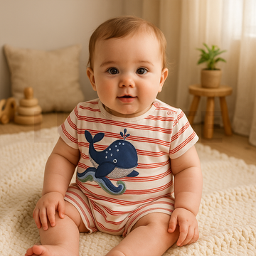 RED AND WHITE STRIPED JUMPSUIT