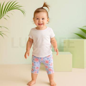 BLUE FLORAL COTTON PANTS