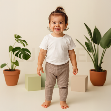 BEIGE CREAM RIBBED COTTON PANTS