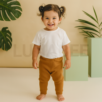 YELLOW RIBBED COTTON PANTS