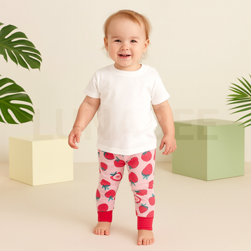 RED STRAWBERRY PRINTED PANTS